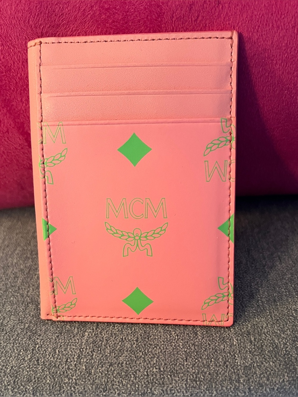 Genuine MCM Color Splash Logo Card Case Plumeria, Italian leather. Never used!